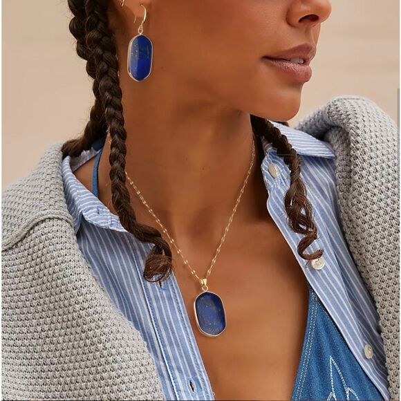 Lapis Lazuli Necklace Pendant Bracelet & Earrings Set - Picture 3 of 6